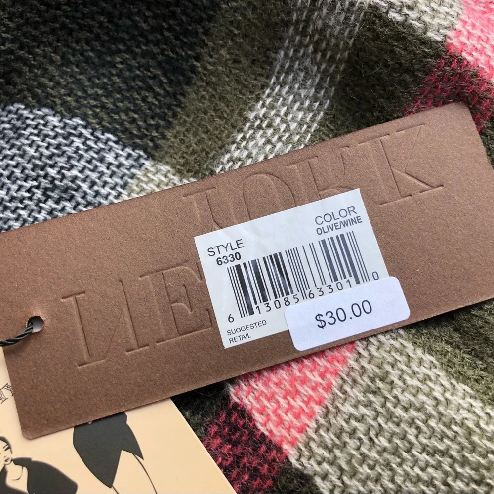 MODENA Women’s Shawl One Size Fits All Multi Color Plaid‎ Fringed Loose Knit.